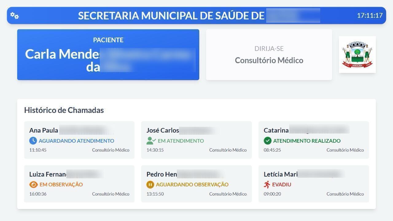 Painel de Chamados da Recepção - Sistema de Gerenciamento de Filas